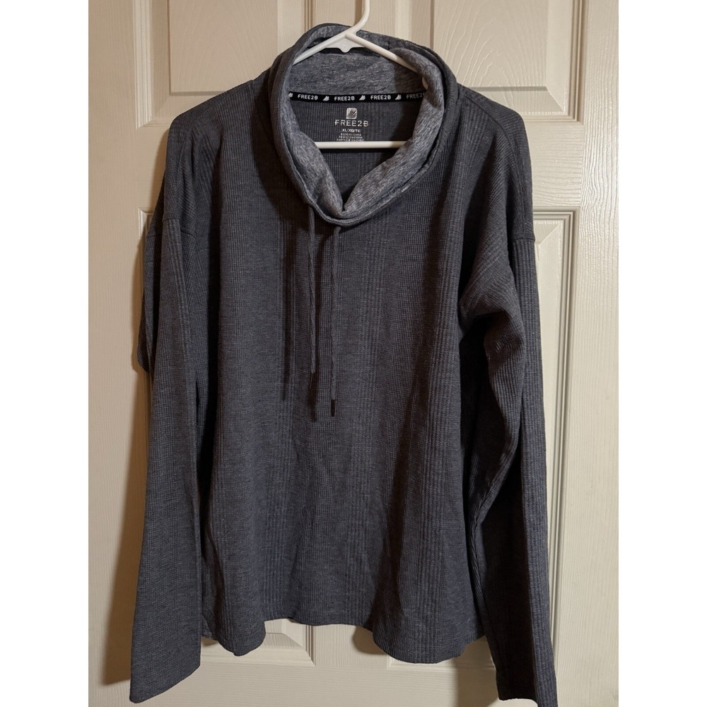 FREE2B Women's Large Xl Gray Thermal Cowl With Drawstring